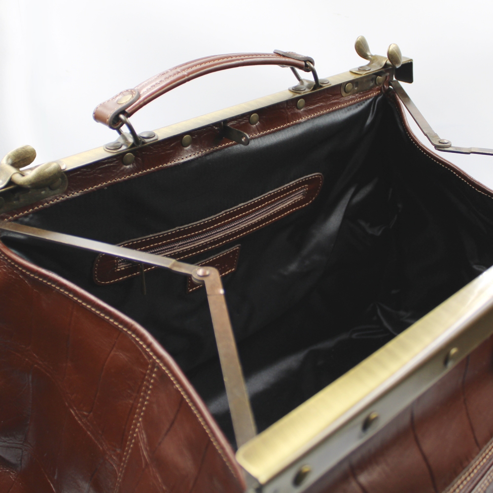 Italian Vintage Brown Leather Gladstone Doctors Bag