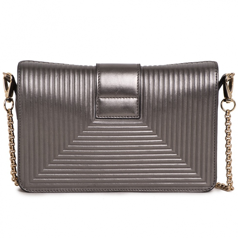 GUESS Luxe CHARLIZE silver leather little handbag clutch Made in Italy  HWCHASL5426