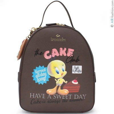 Braccialini Brauner Looney Tunes Tweety    The Cake Club    Rucksack mit Donut Anh  nger LT311-YY-3009-UNI