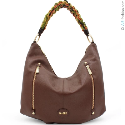 M*BRC Elegant brown genuine leather shoulder bag     Made in Italy G430_MARRONE